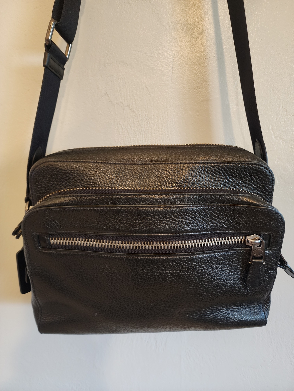 Coach Black Pebbled Leather Messenger Crossbody - Picture 8 of 12